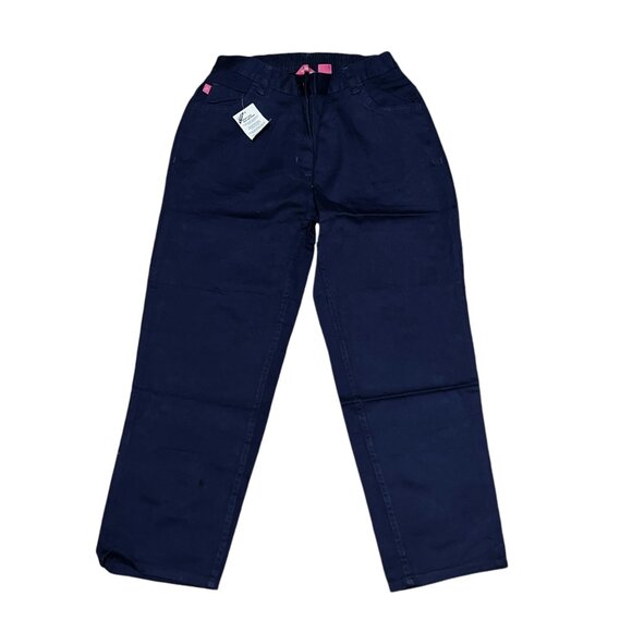 Woman Within NWT Perfect Relaxed Elastic Waist Cotton Jean Sz 12 Wide Petite Nav - Picture 6 of 8